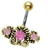 Piercing nombril plaqué-or 80 - Vintage rose