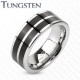 Bague en tungstène 24 - Deux lignes noires