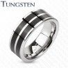 Bague en tungstène 24 - Deux lignes noires