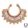 Faux-piercing septum PVD rose zircones et petit rond (08)