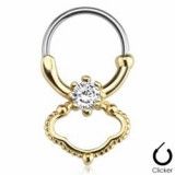 Piercing septum 34 - Zircone rond et bouclier gold-ip
