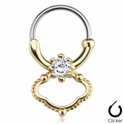 Piercing septum 34 - Zircone rond et bouclier gold-ip