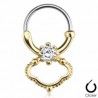 Piercing septum, oreille 34 - Zircone rond et bouclier jaune