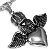 Pendentif gothique 56 - Couronne avec ailes et coeur