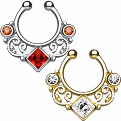 Faux-piercing septum zircone losange (40)