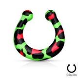 Faux-piercing septum acry vert, noir et rose (48)