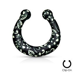 Faux-piercing septum acry noir et blanc (50)