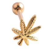 Piercing langue plaqué-or 10 - Feuille de cannabis