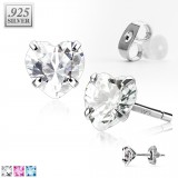 Stud argent 40 - Zircone coeur transparent