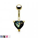 Piercing nombril coeur 63 - Gem paillettes plaqué-or