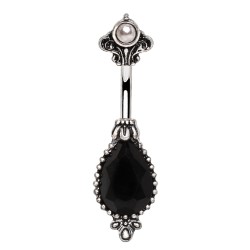 Piercing nombril gem noir up-and-down (D115)