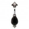 Piercing nombril banane haut et bas motif goutte noire (D115)