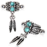 Piercing hélix 169 - Plume et turquoise