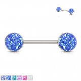 Piercing téton barbell 96 - Druzy stone