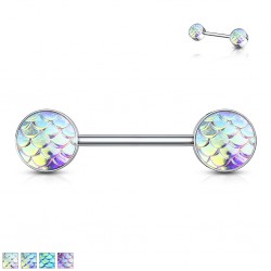 Piercing téton barbell 97 - Style peau de lézard nacrée
