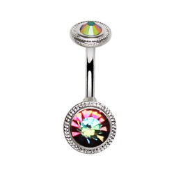 Piercing nombril haut et bas double cercle aurora (D212)