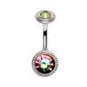 Piercing nombril haut et bas double cercle aurora (D212)
