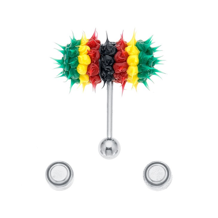 Piercing langue vibrant 07 Silicone rasta