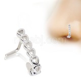 Piercing nez courbé 0.8mm 83 - Multiples coeurs