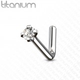 Piercing nez courbé 0.8 ou 1mm 86 - Titane zircone transparent
