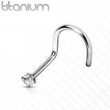 Piercing nez courbé 0.8 ou 1mm 87 - Titane zircone transparent B