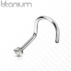 Piercing nez courbé 0.8 ou 1mm 87 - Titane zircone transparent B