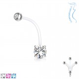Piercing nombril grossesse 29 - Transparent zircone rond