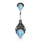 Piercing nombril pierre semi-précieuse 37 - Haut et bas turquoise