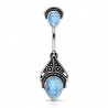 Piercing nombril pierre semi-précieuse 37 - Haut et bas turquoise