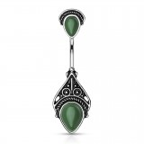 Piercing nombril pierre semi-précieuse 37 - Haut et bas aventurine jade