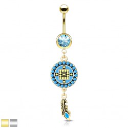Piercing nombril attrape rêve 13 - Style antique pendant