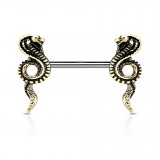 Piercing téton barbell 99 - Serpent couleur bronze