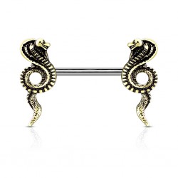 Piercing téton barbell 99 - Serpent couleur bronze