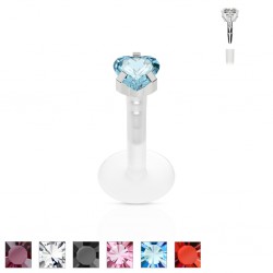 Piercing micro-labret PTFE 22 - Cristal coeur