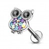 Piercing micro-labret 65 - Hibou multistrass