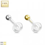 Piercing micro-labret PTFE OR-14k boule