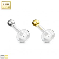 Piercing micro-labret PTFE OR-14k boule