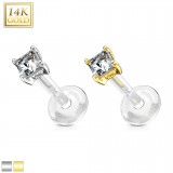 Piercing micro-labret PTFE OR-14k carré
