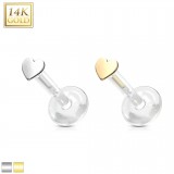 Piercing micro-labret PTFE OR-14k coeur