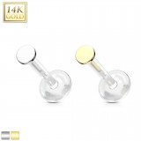 Piercing micro-labret PTFE OR-14k cercle plat