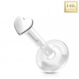 Piercing micro-labret PTFE OR-14k coeur