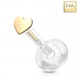 Piercing micro-labret PTFE OR-14k coeur