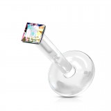 Piercing micro-labret PTFE 18 - Strass losange