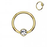Piercing anneau 1,6mm 93 - PVD strass plat