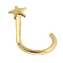 Piercing nez courbé 0.8mm 04 - Or-9k étoile