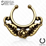 Faux-piercing septum fleur et feuilles (58)