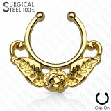 Faux-piercing septum fleur et feuilles (58)