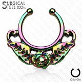 Faux-piercing septum fleur et feuilles (58)