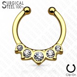 Faux-piercing septum cinq strass (56)