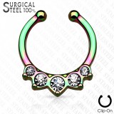 Faux-piercing septum cinq strass (56)